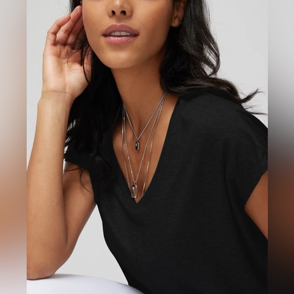 White House Black Market Tops - White House Black Market Basic Black V-Neck T-Shirt Size M